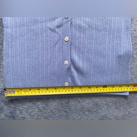 BANANA Republic Blue Ribbed Crop Button Up Cardigan Size S - Picture 10 of 11